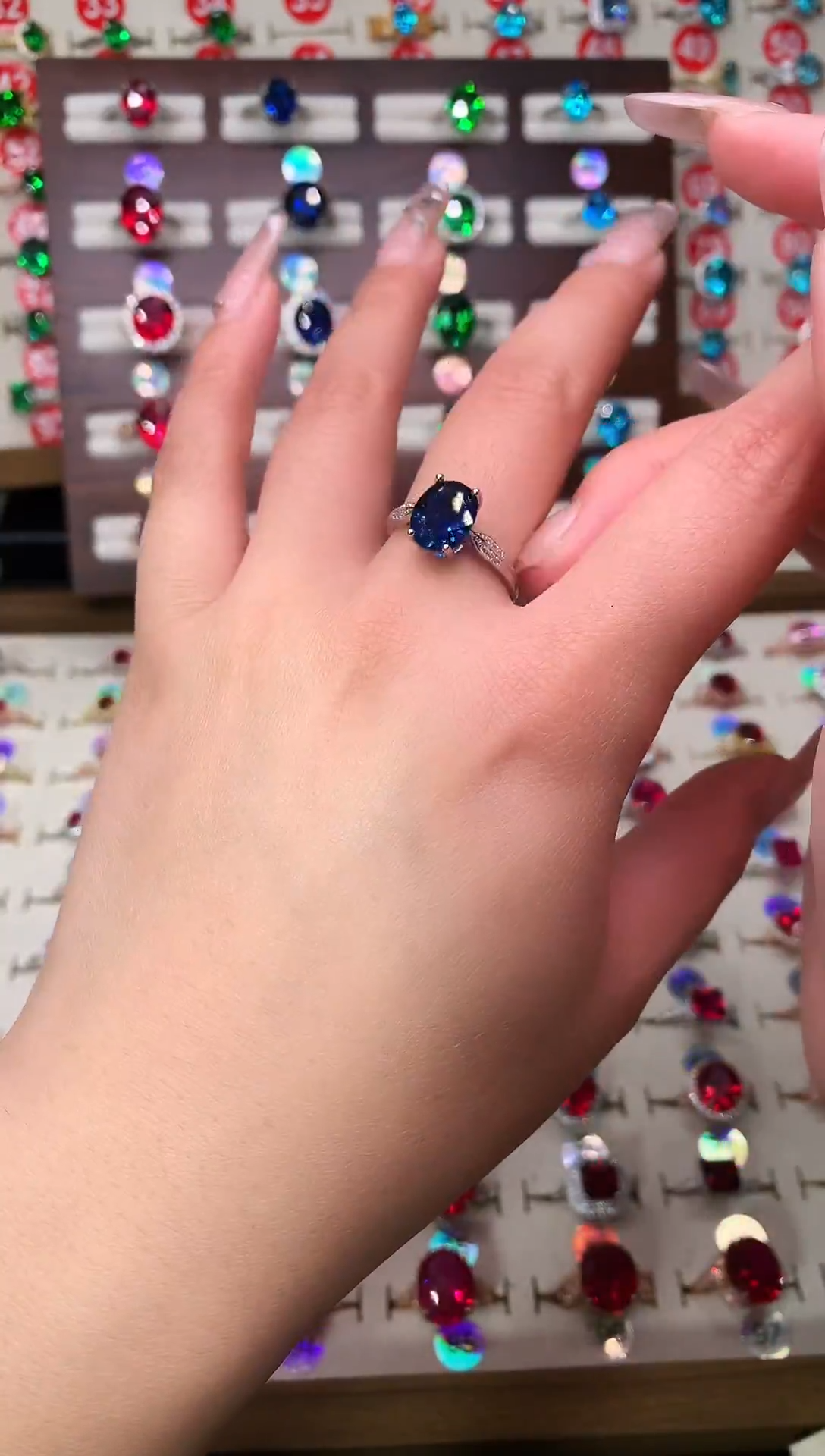 戒指蓝宝石银S925镶嵌8*10 银托