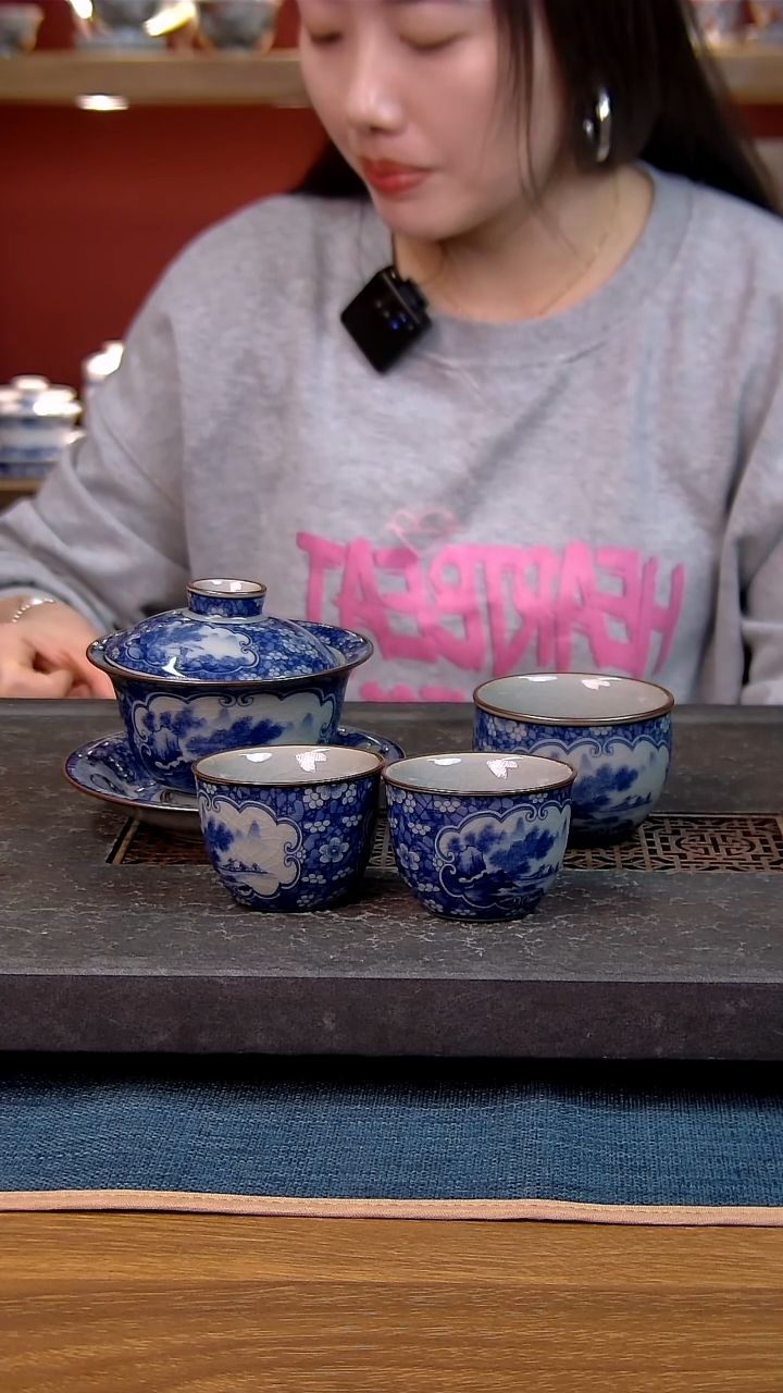 简装家用款4件套 老陶泥开片纹陶瓷茶具