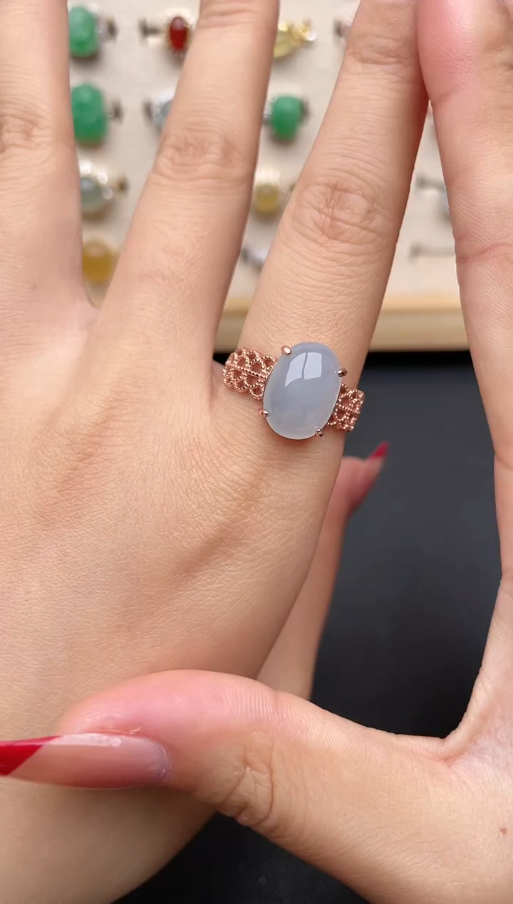 【闪购商品】翡翠戒指银S925镶嵌一物一证一礼盒