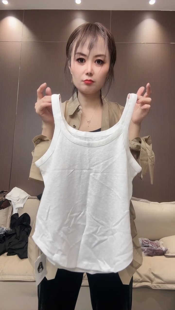 白色吊带雪花棉M码