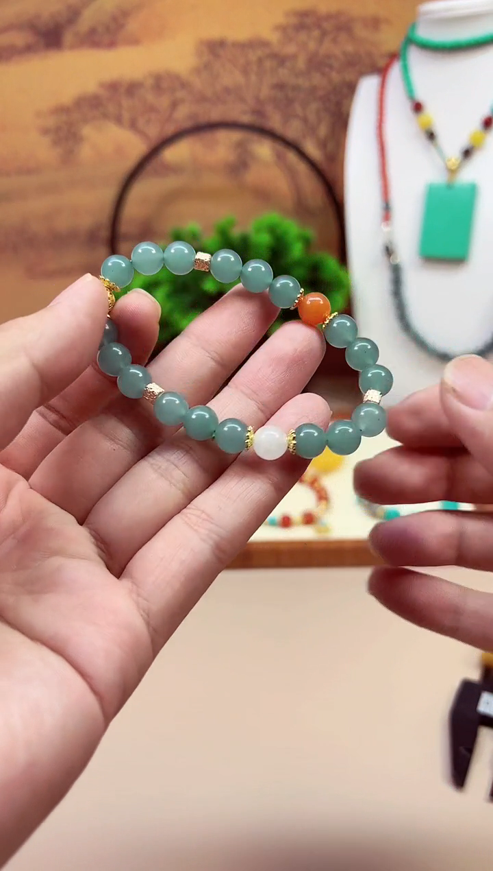 14K金镶嵌手链翡翠SSSSSS    