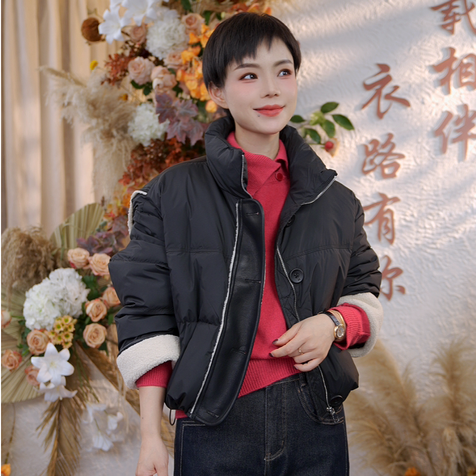 【橙蜜客】暖暖云霞 保暖高级百搭短款鸭绒羽绒服2554Y000739