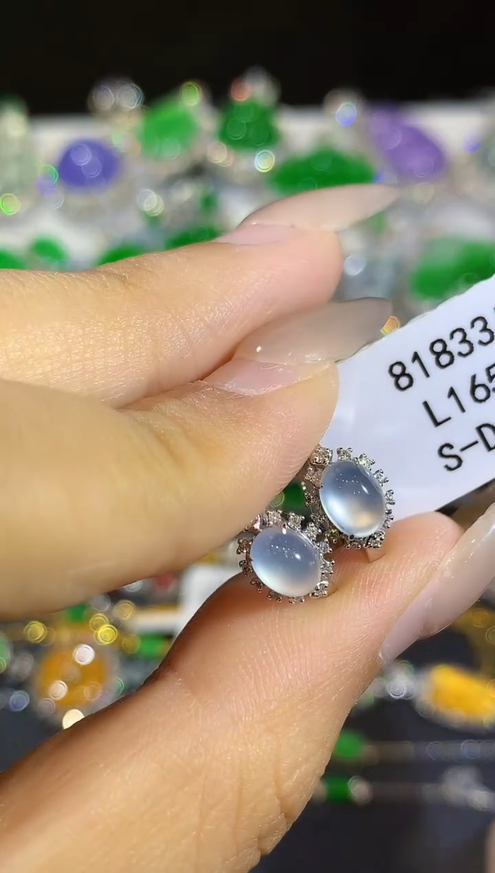 翡翠18K金镶嵌耳饰L1657多样性发其一