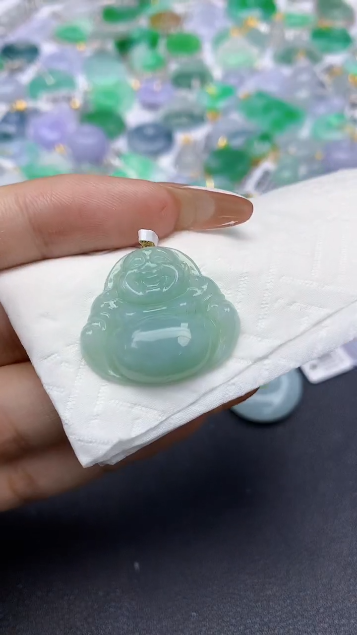 颈饰18K金镶嵌翡翠a货假一赔三支持复检百元上9元证书费自理