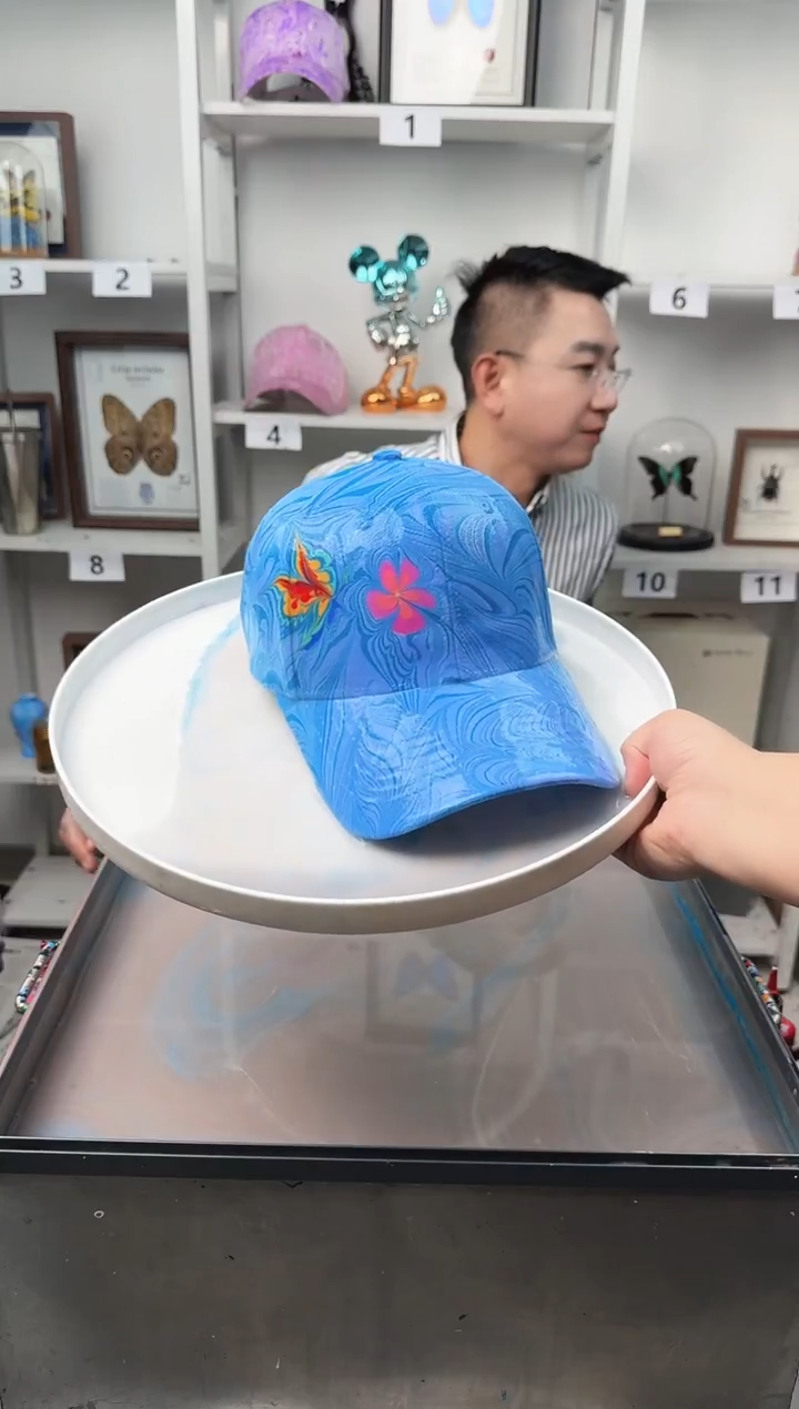 纯棉成人款蝶恋花水拓帽