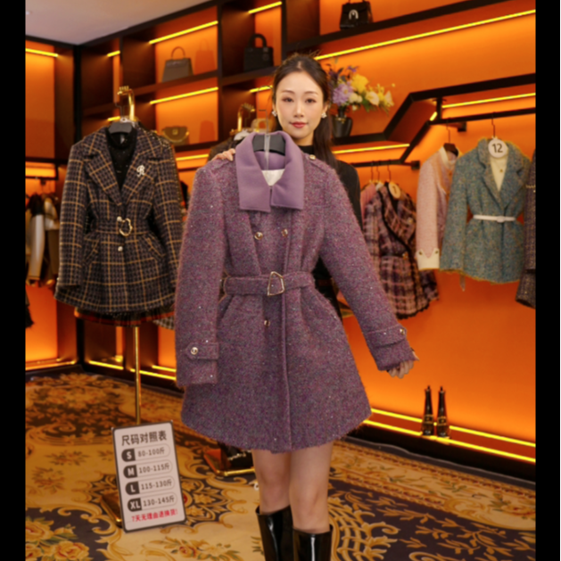 【YX】设计师气质翻领修身型羽绒服厚款中长款女装 Y919