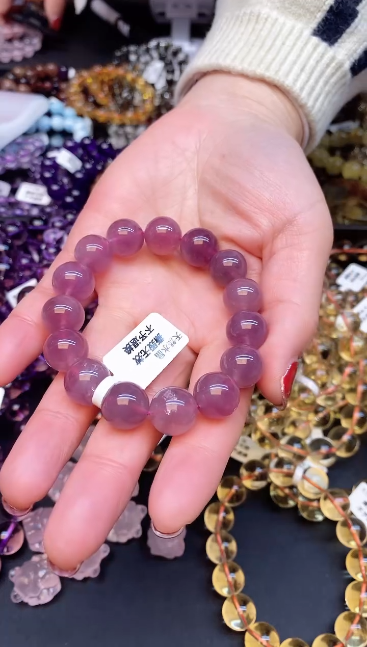 【闪购商品】水晶手串未镶嵌A14 紫马粉 13mm