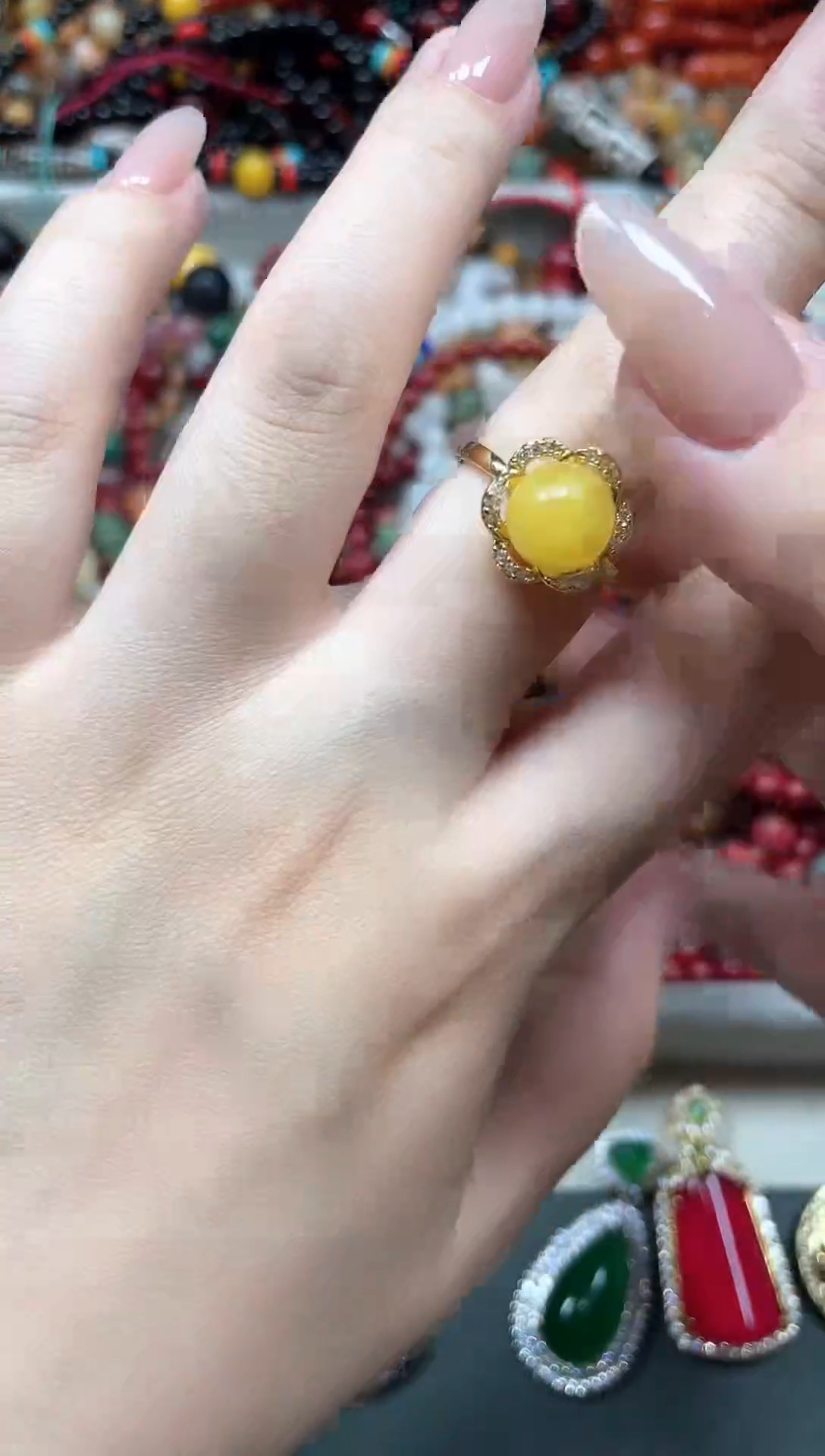 合金蜜蜡戒指多样性发货拍一发一