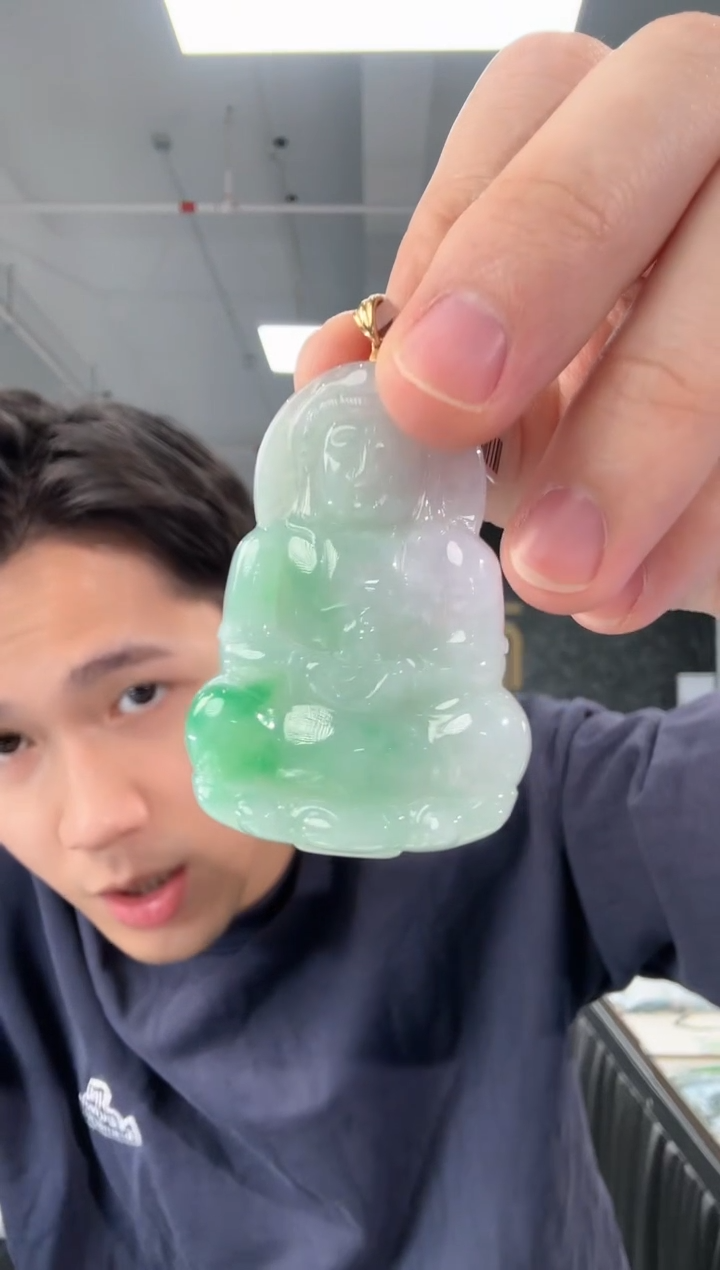 吊坠(不含链)18K金镶嵌翡翠翡翠吊坠