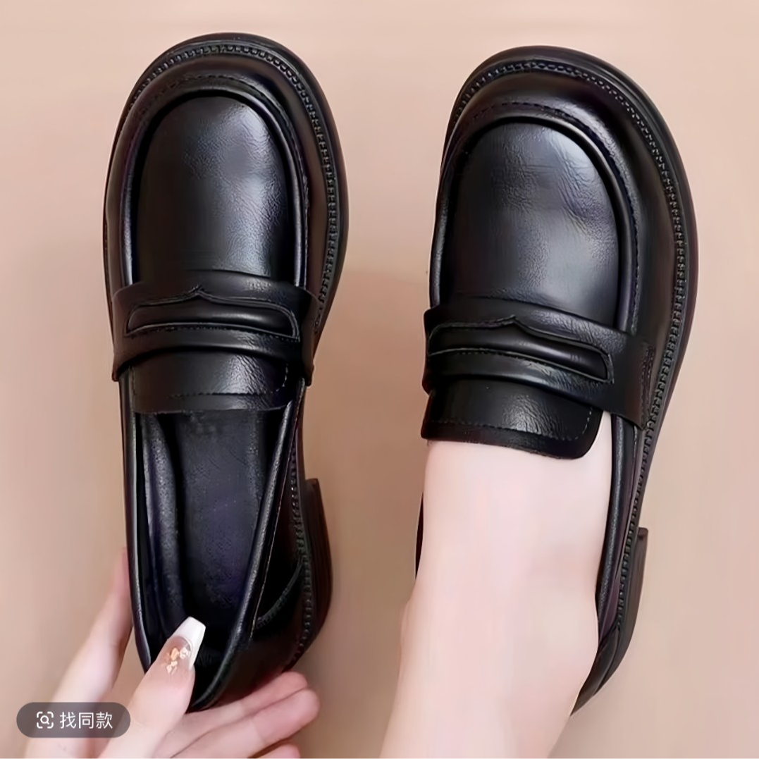 乐福鞋女春秋2025年新款妈妈鞋真软皮单鞋平底小皮鞋英伦女鞋AA