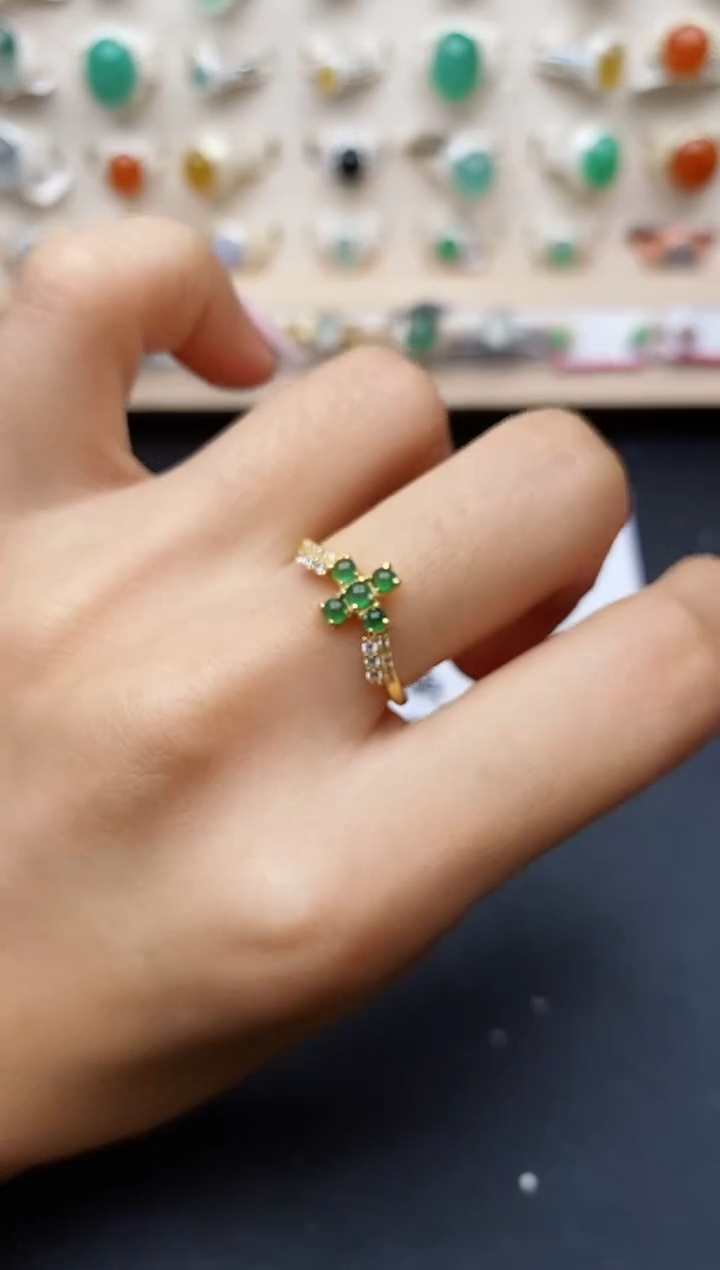 【闪购商品】翡翠戒指银S925镶嵌缅甸翡翠