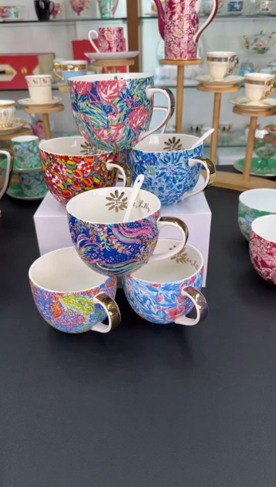 手柄款瓷思*念6杯6勺