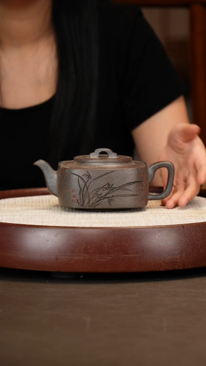 茶壶紫砂【葛岳纯】四方君玉葛窑天青280cc+龙头杯+墨宝+斗笠杯