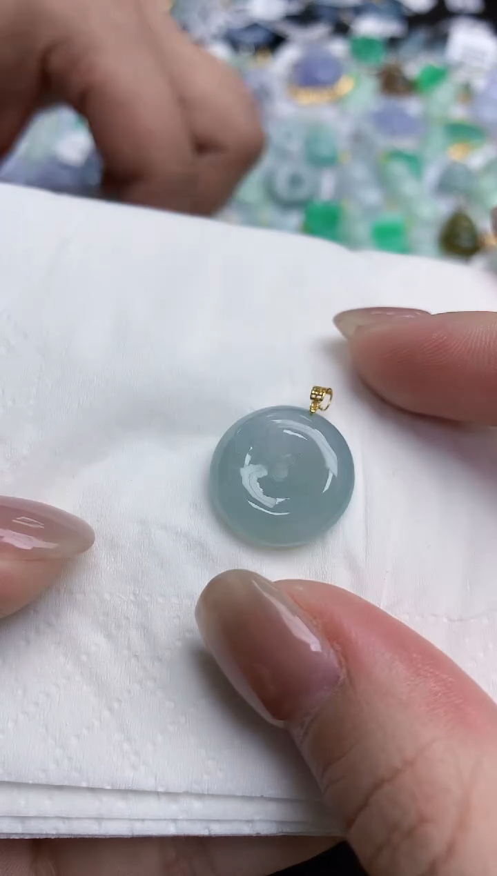 【闪购商品】翡翠颈饰18K金镶嵌天然缅甸翡翠A货