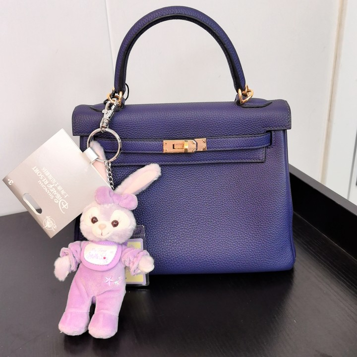 99新 Hermes/爱马仕 小花柳 Kelly 25 鸢尾紫 Togo皮 C刻 金扣 包