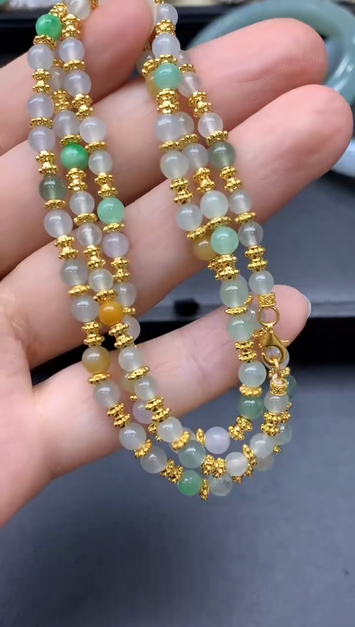 颈饰足金镶嵌翡翠689-中国好珍宝