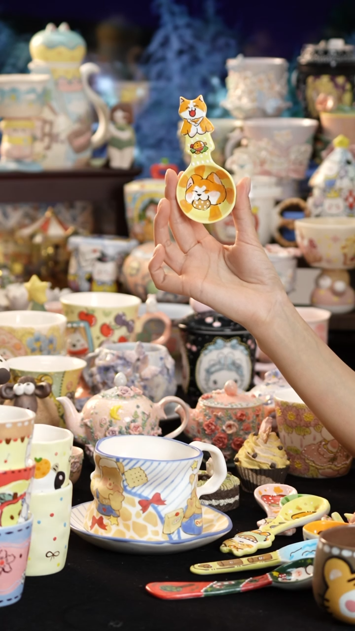 摆件陶景德镇釉下彩手绘设计师款陶瓷