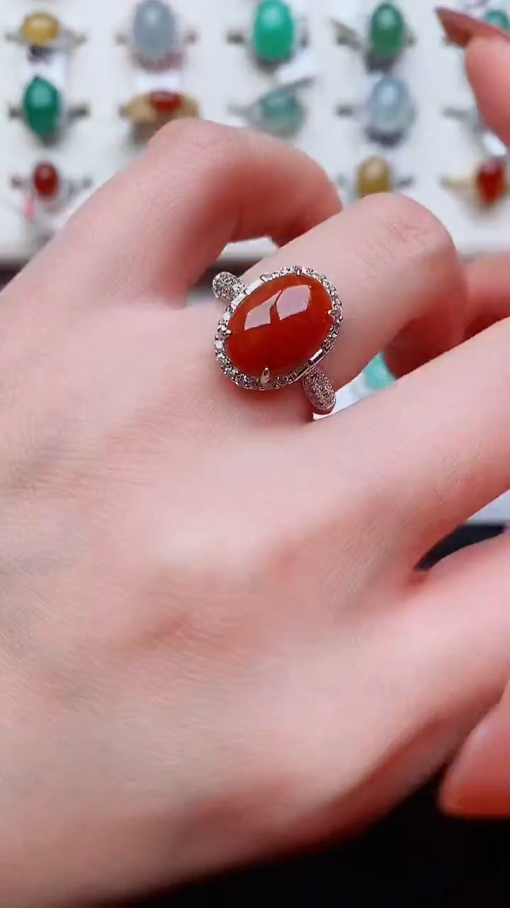 银S925镶嵌戒指翡翠...