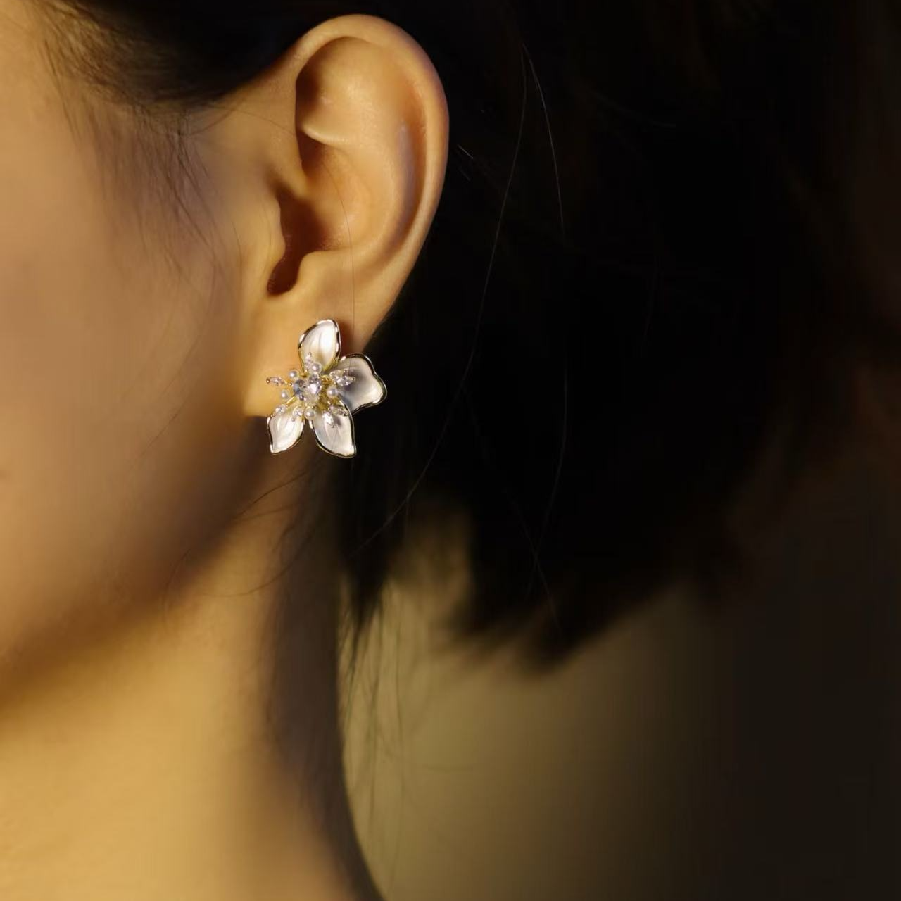 铜合金锆石耳饰 纤686时尚耳饰