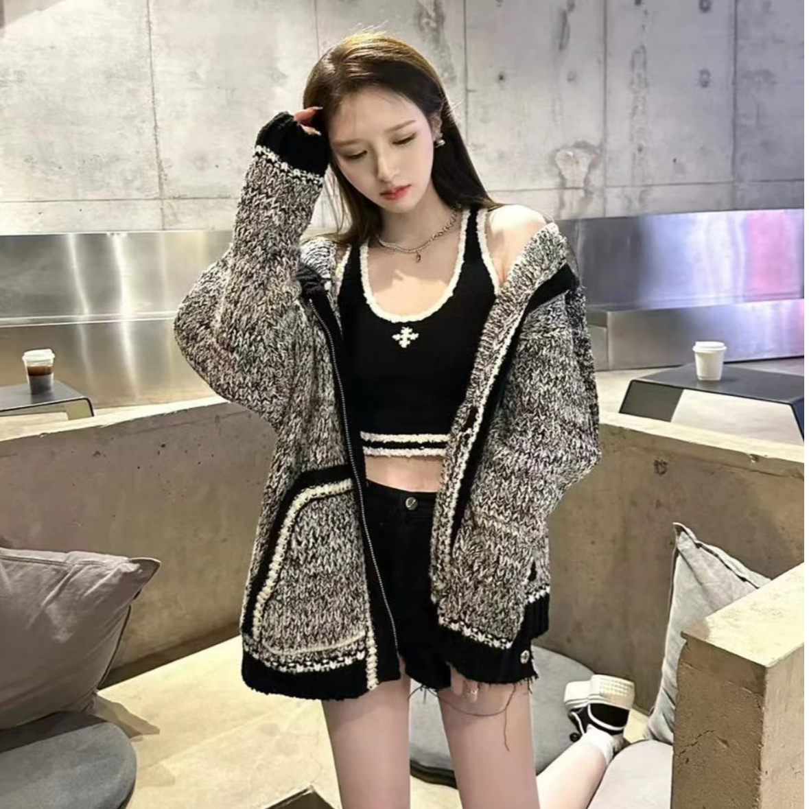 【毛衣合集】十字花毛衣鞠婧祎同款加厚款针织开衫女秋冬