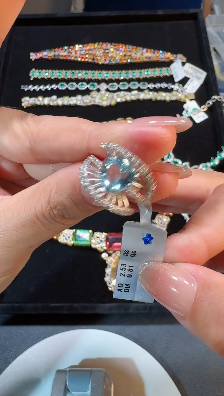 【闪购商品】定制海蓝宝石戒指未镶嵌戒指