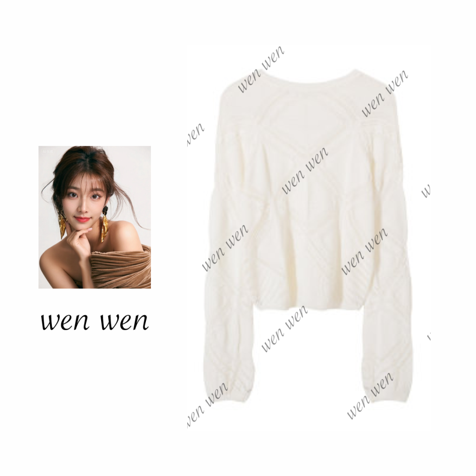 【文WENWEN】258046-深圳设计师 秋季新款重工菱形镂空套头针织衫