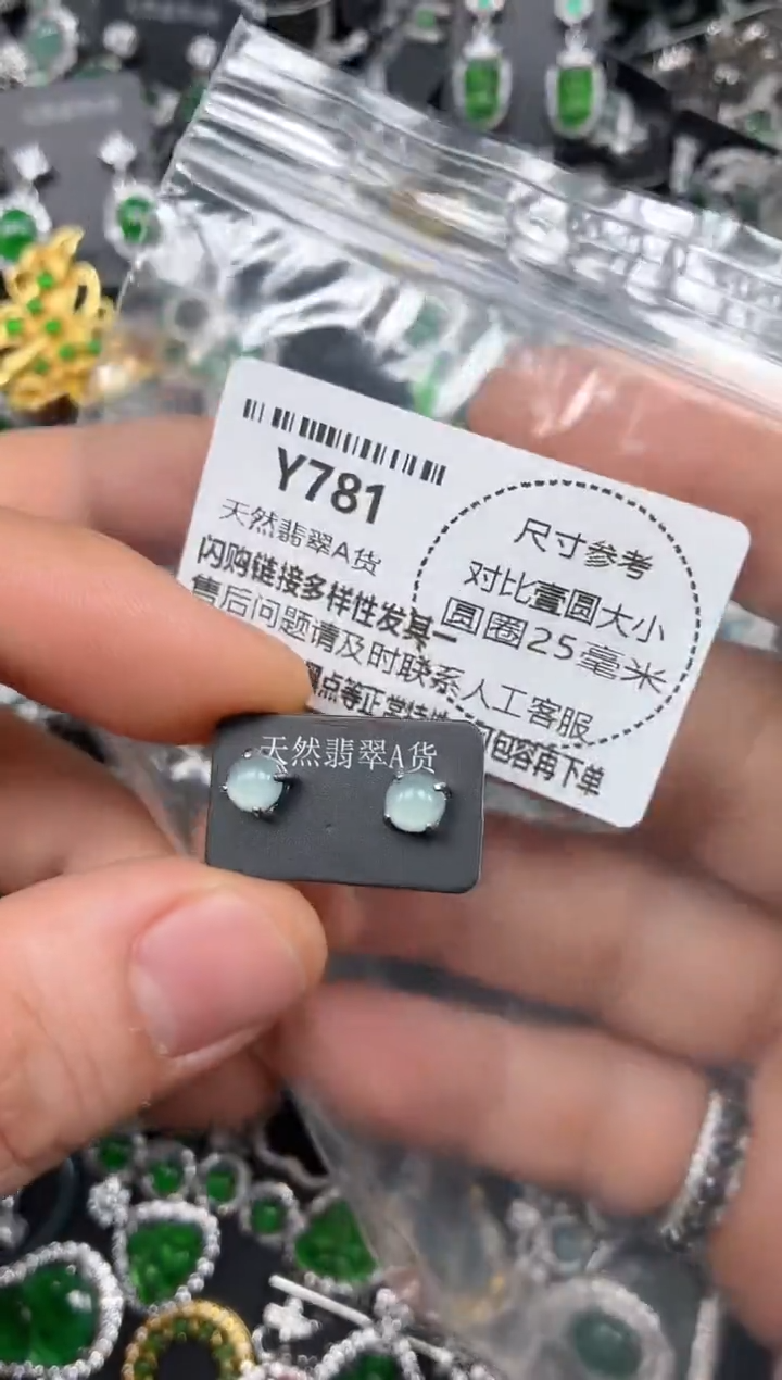 颈饰未镶嵌翡翠Y781耳钉