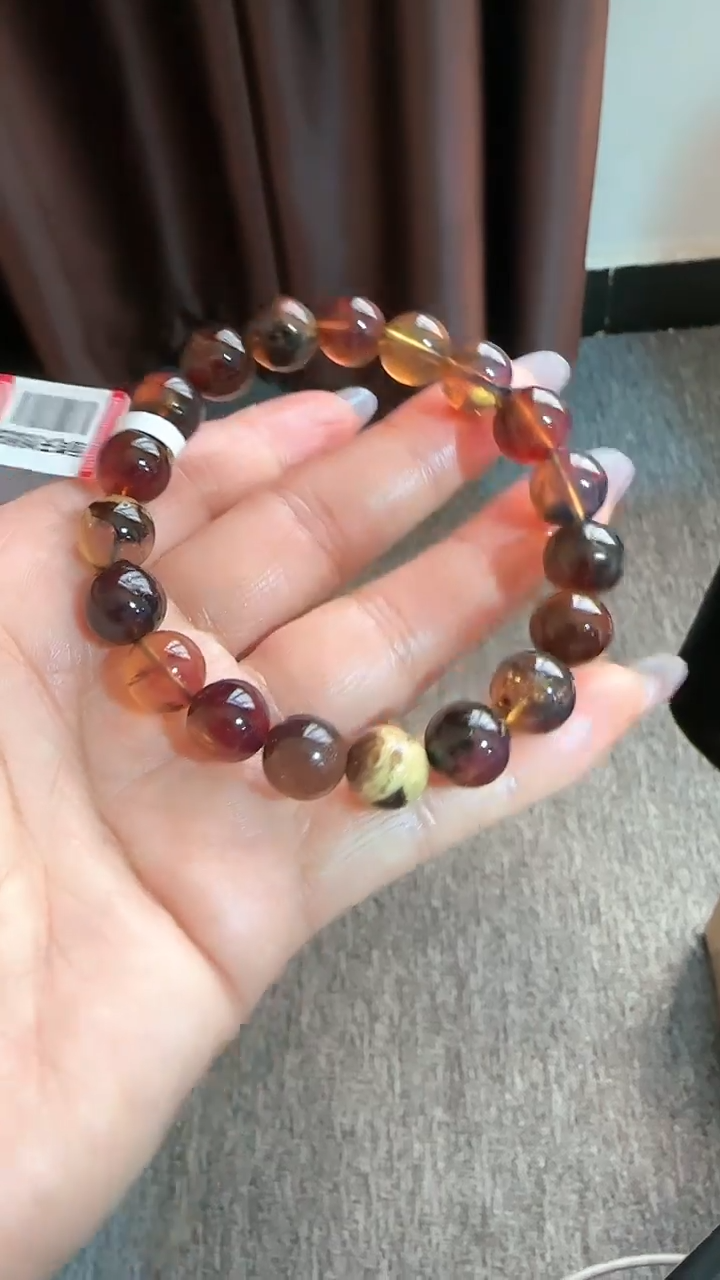 【闪购商品】琥珀手链未镶嵌规格10微瑕多宝手串#8