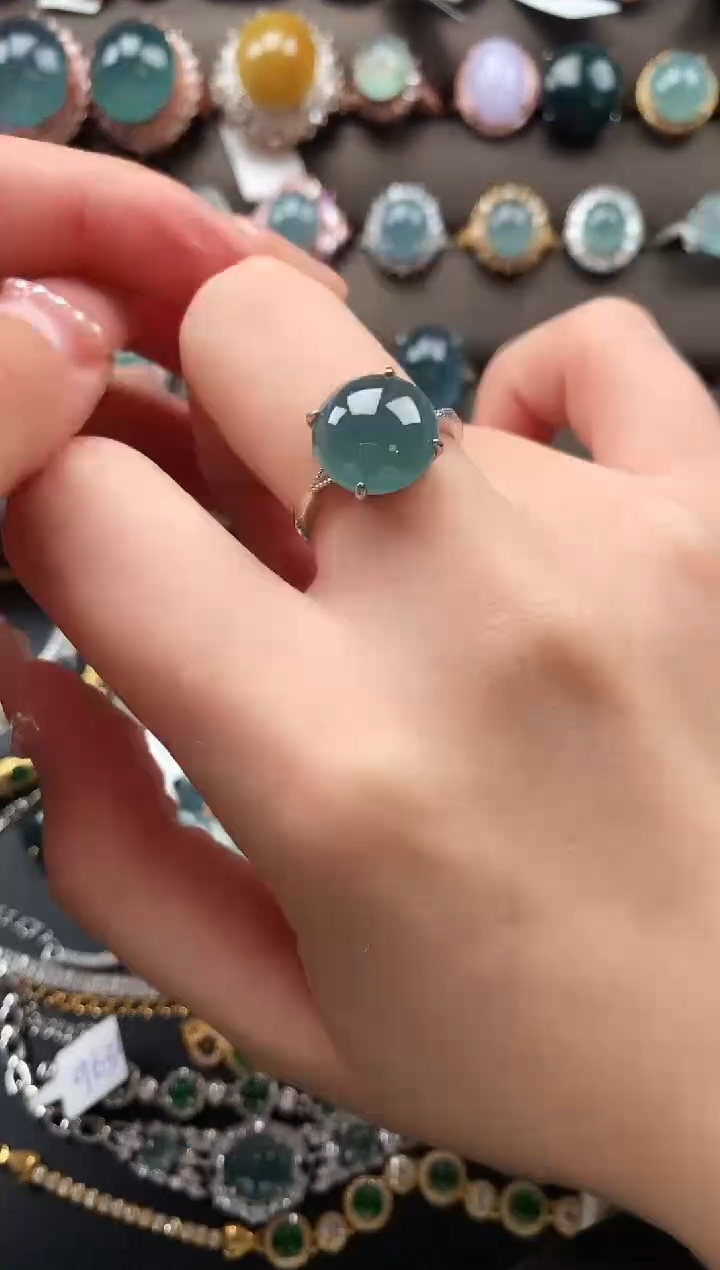 【闪购商品】翡翠戒指银S925镶嵌52141