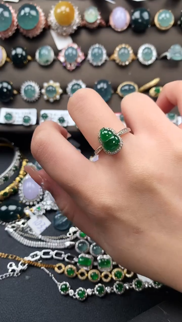 【闪购商品】翡翠戒指银S925镶嵌52141