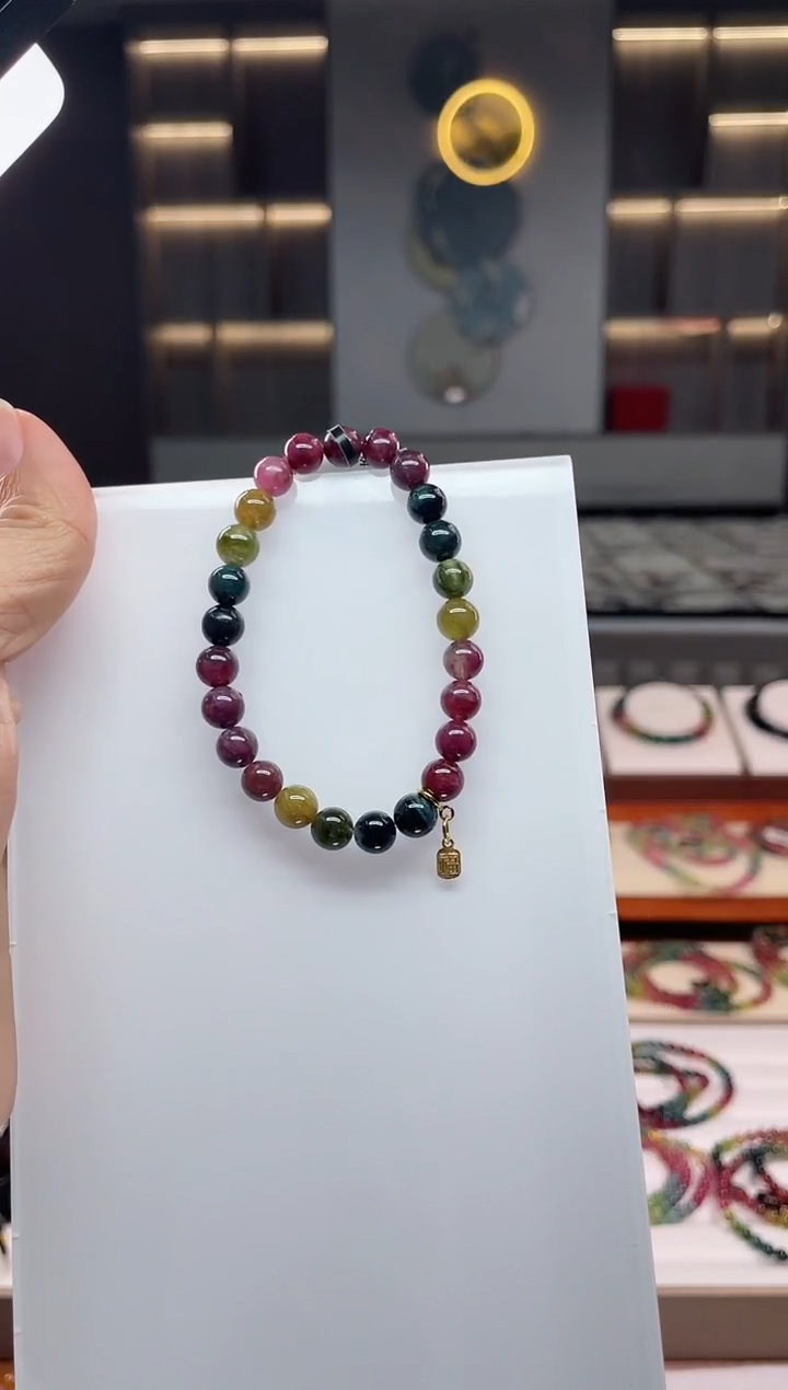 未镶嵌老矿碧玺单圈手串7mm+碧玺（多样性发一条）Q