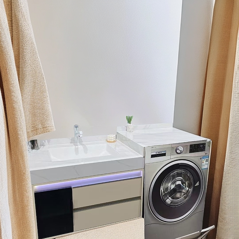 岩板洗衣机柜组合浴室柜无缝陶瓷盆卫生间洗手盆