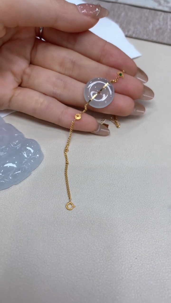 【闪购商品】翡翠手链18K金镶嵌手链