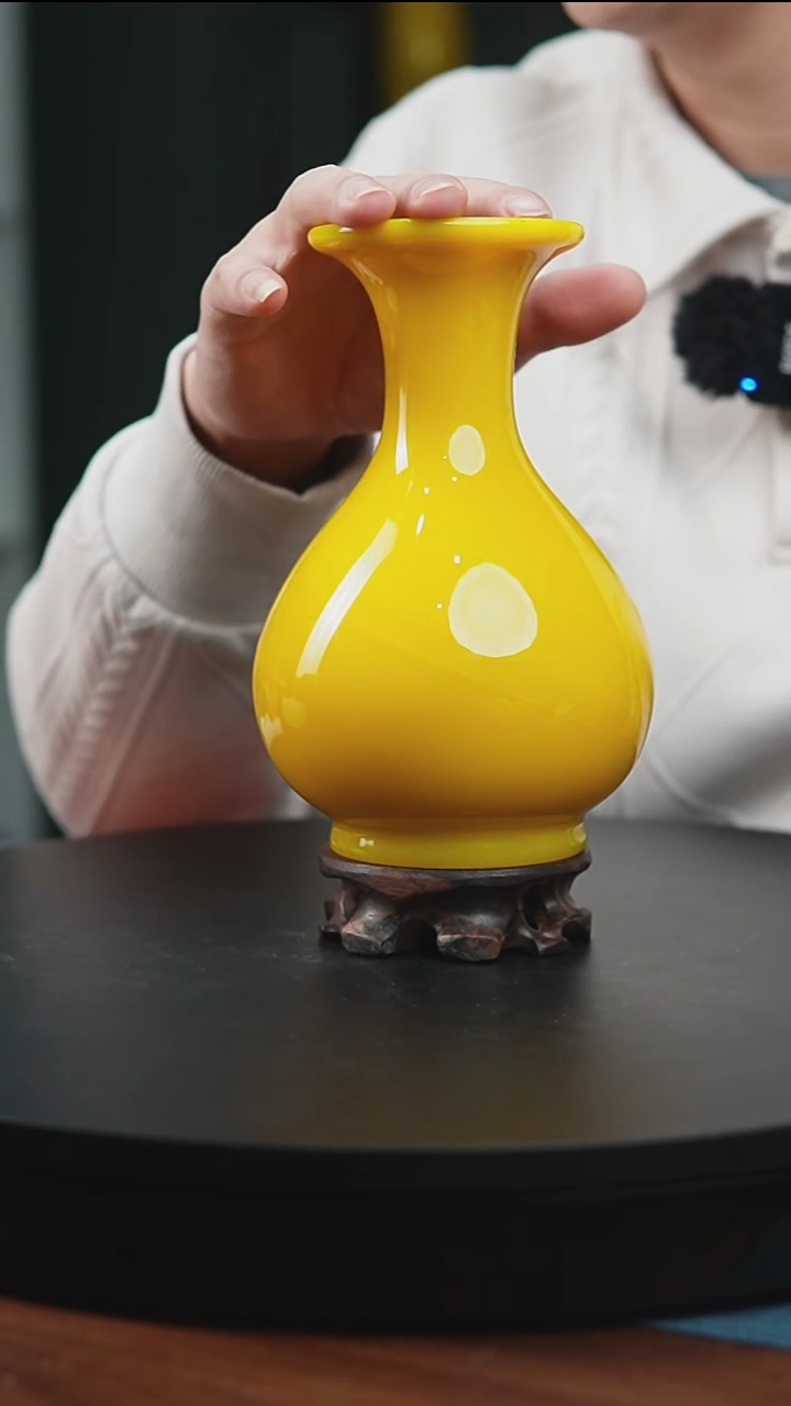 手工艺品琉璃手工琉璃鸡油黄玉壶春瓶