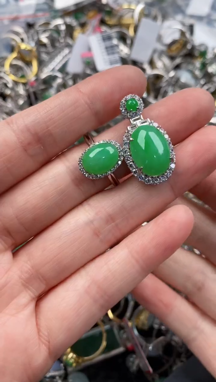 银S925镶嵌戒指翡翠222                10