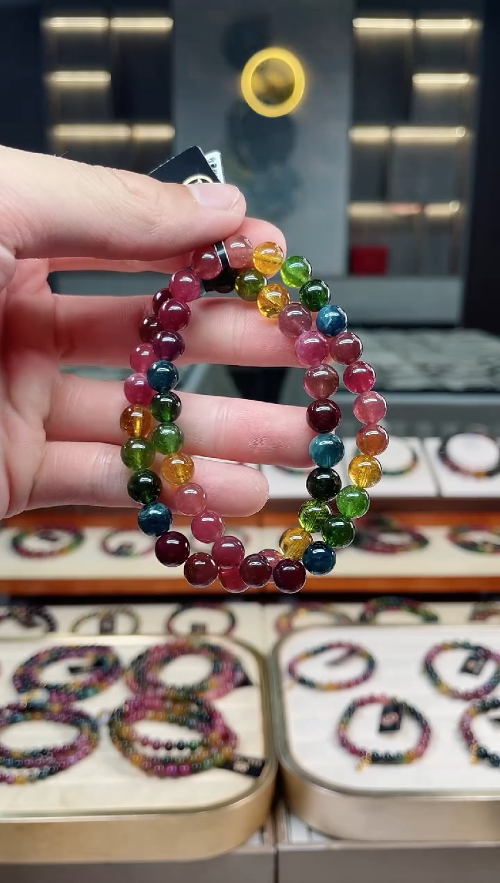 未镶嵌冰透体老矿碧玺单圈手串7mm+碧玺多样性发一条xion