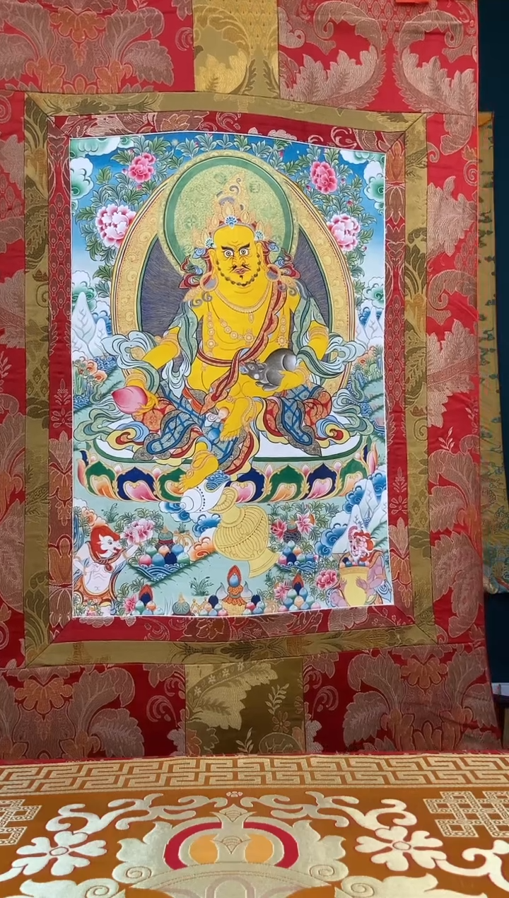 【闪购商品】卷轴画矿物质喷绘  黄财1.3m红色古棉布