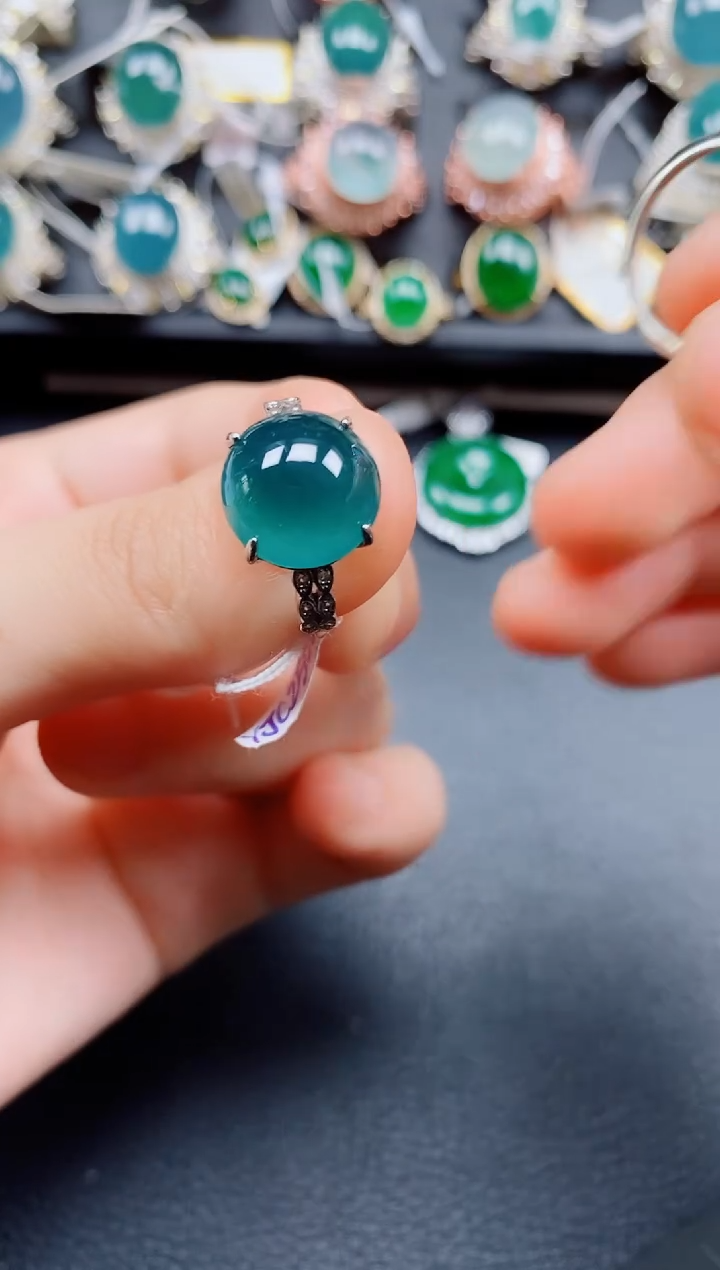 翡翠银S925镶嵌戒指翡翠