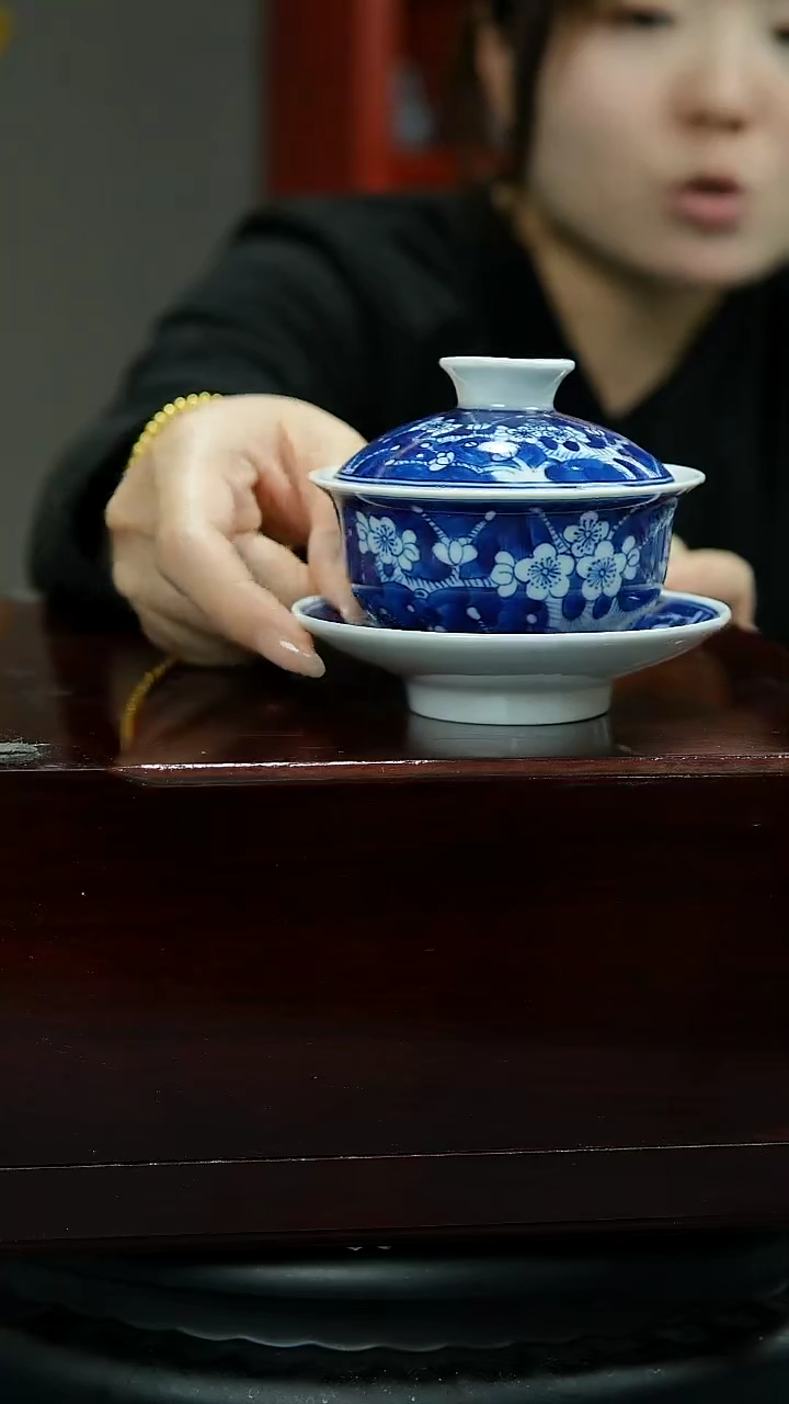 【闪购商品】官窑瓷画院420官窑瓷画院冰梅三才盖碗