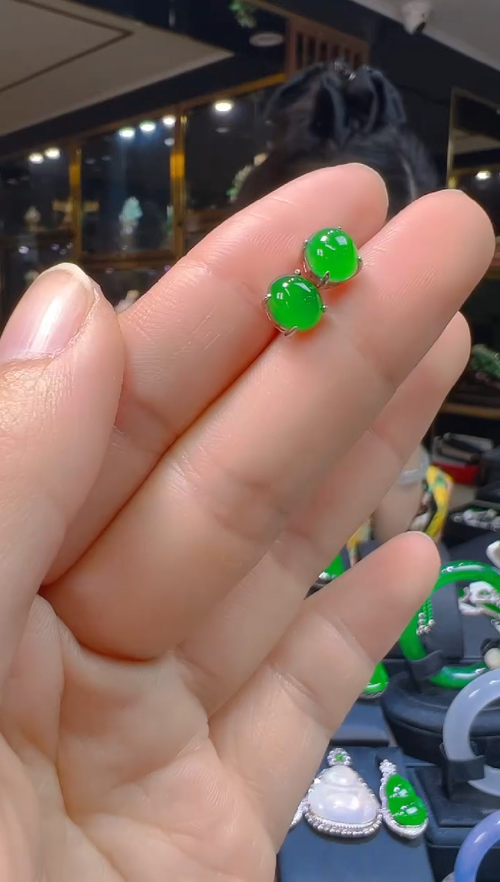 银S925镶嵌翡翠耳饰063(多样性发货发其一)