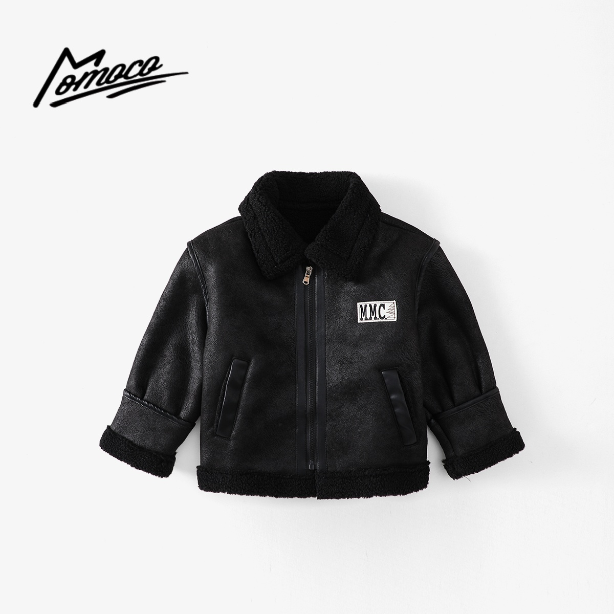 MOMOCO/玛米玛卡冬季新款男童皮毛一体保暖皮衣77430120002