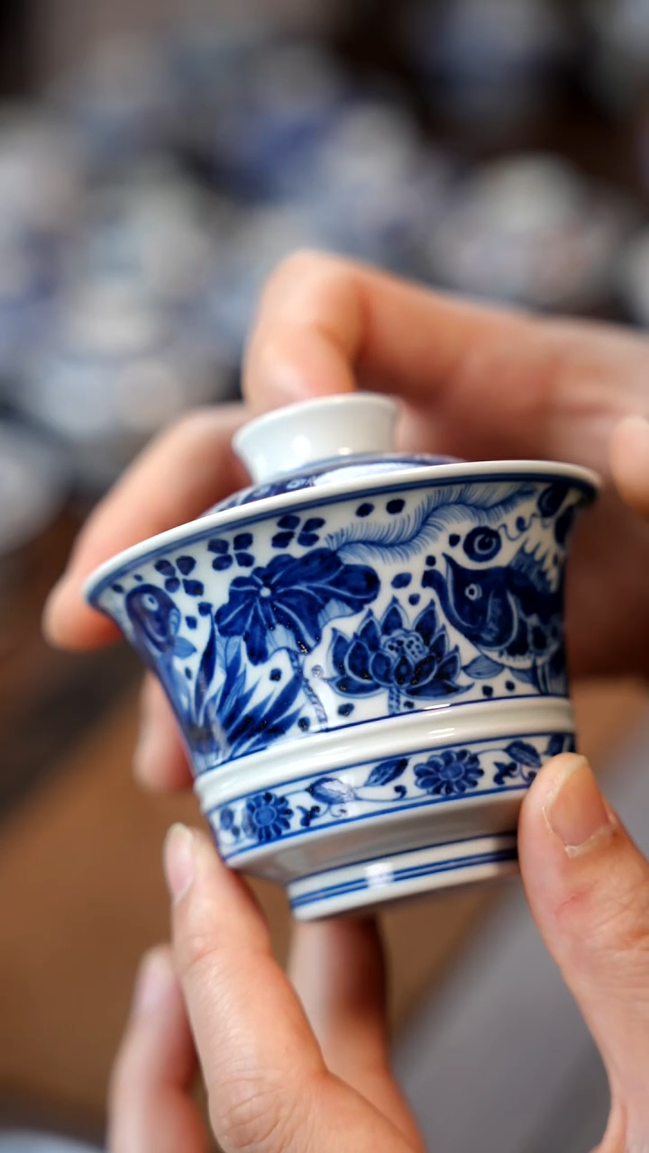 牧山马蹄鱼藻盖碗111111