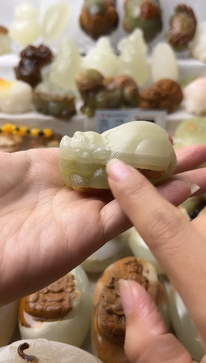 石材方解石手把摆件不退换满雕貔貅默认微瑕