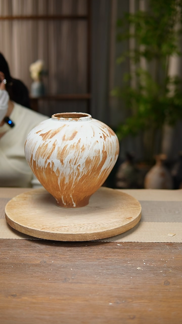 【闪购商品】陶瓷  花器诧寂黄月亮罐