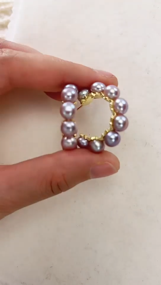 【闪购商品】淡水珍珠耳饰合金紫色8珠