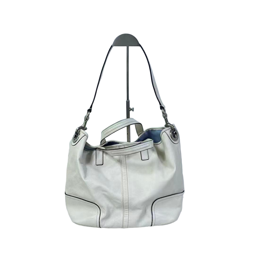 95新 COACH/蔻驰 白色全皮手提斜挎包2511LQ385单肩