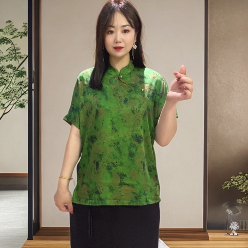 612【金姐专属】新款气质网红时尚复古翡翠绿上衣