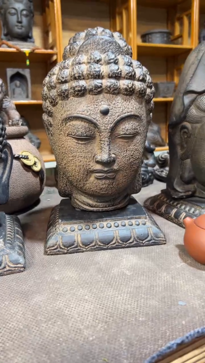 陶土【火山泥】大佛首+莲花底座