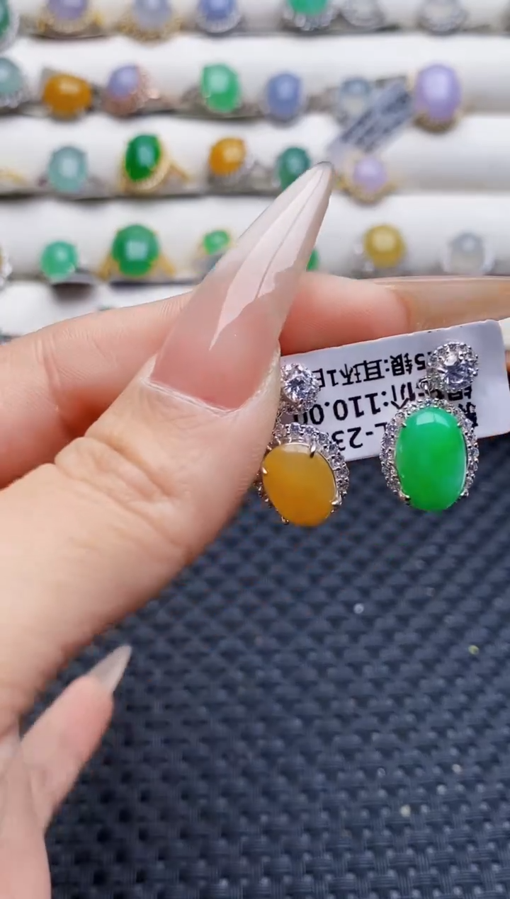 银S925镶嵌戒指翡翠2585