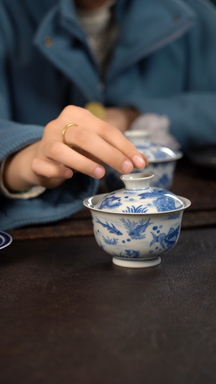 【闪购商品】杯聚澜堂好多鱼盖碗